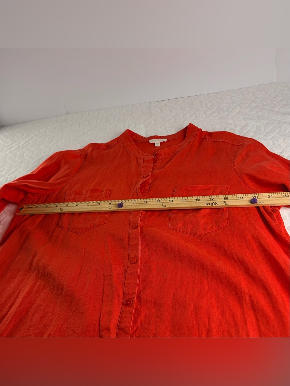 Eileen Fisher Made in USA Organic Irish Linen button down Shirt Women’s Size M - Picture 7 of 9